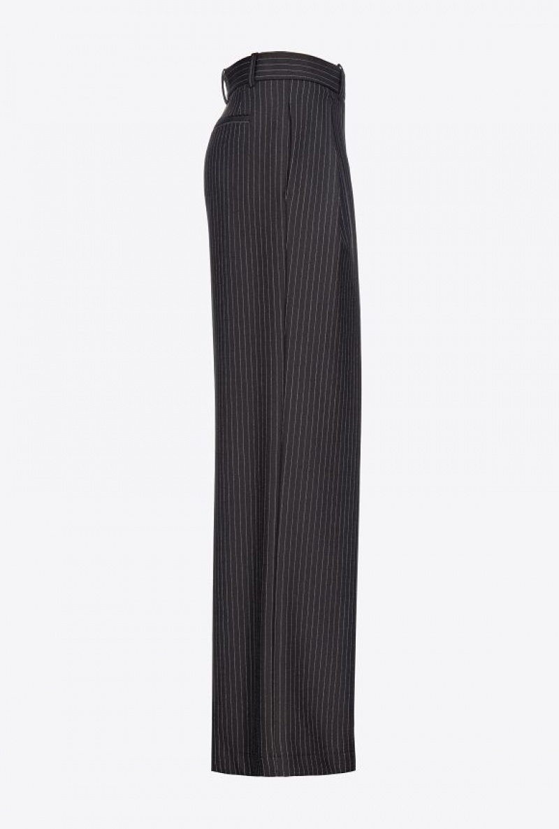 Pinko Pinstriped Palazzo Trousers BLACK/WHITE | SN-PKO33792