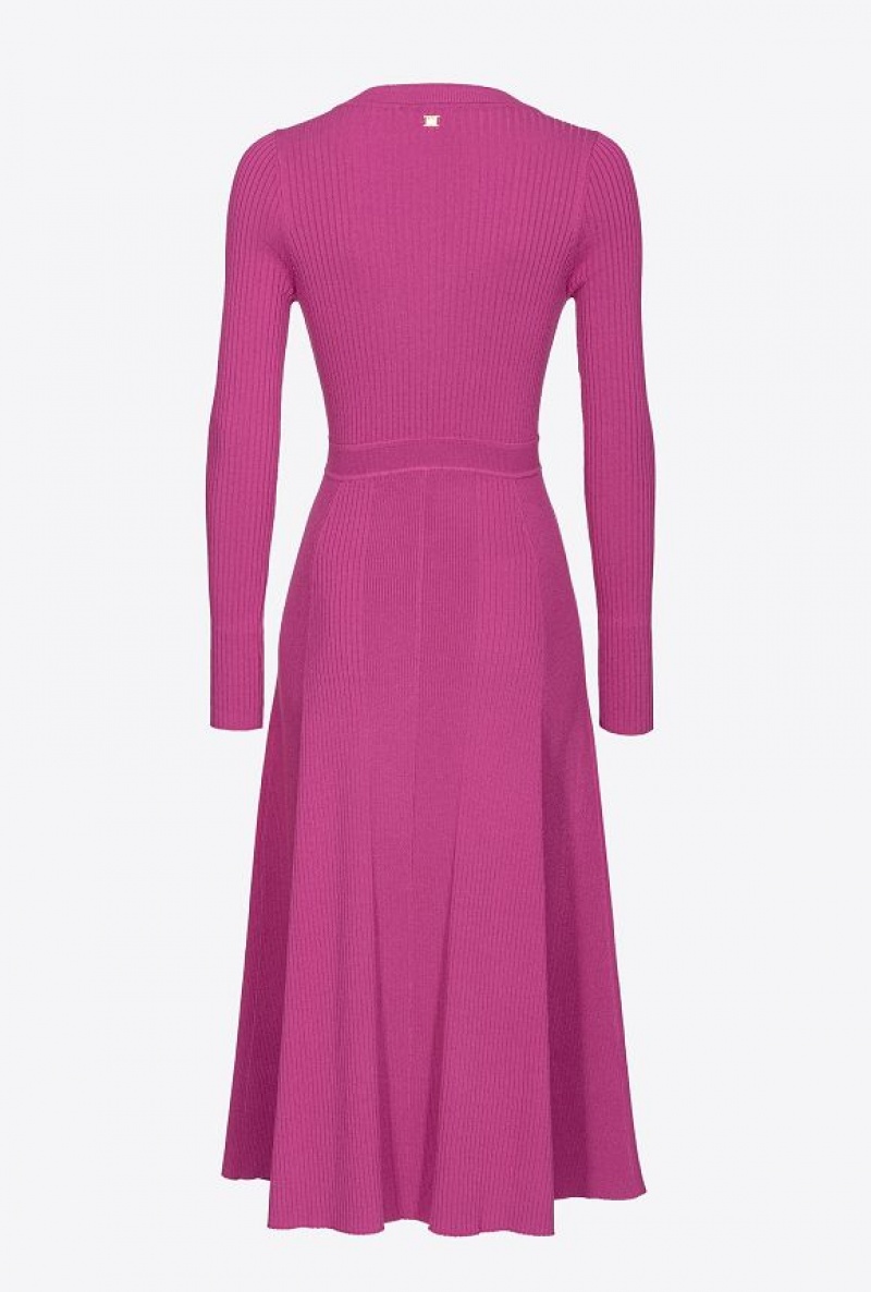 Pinko Plated Knit Midi Dress BOUGAINVILLEA PURPLE | SN-PKO33097