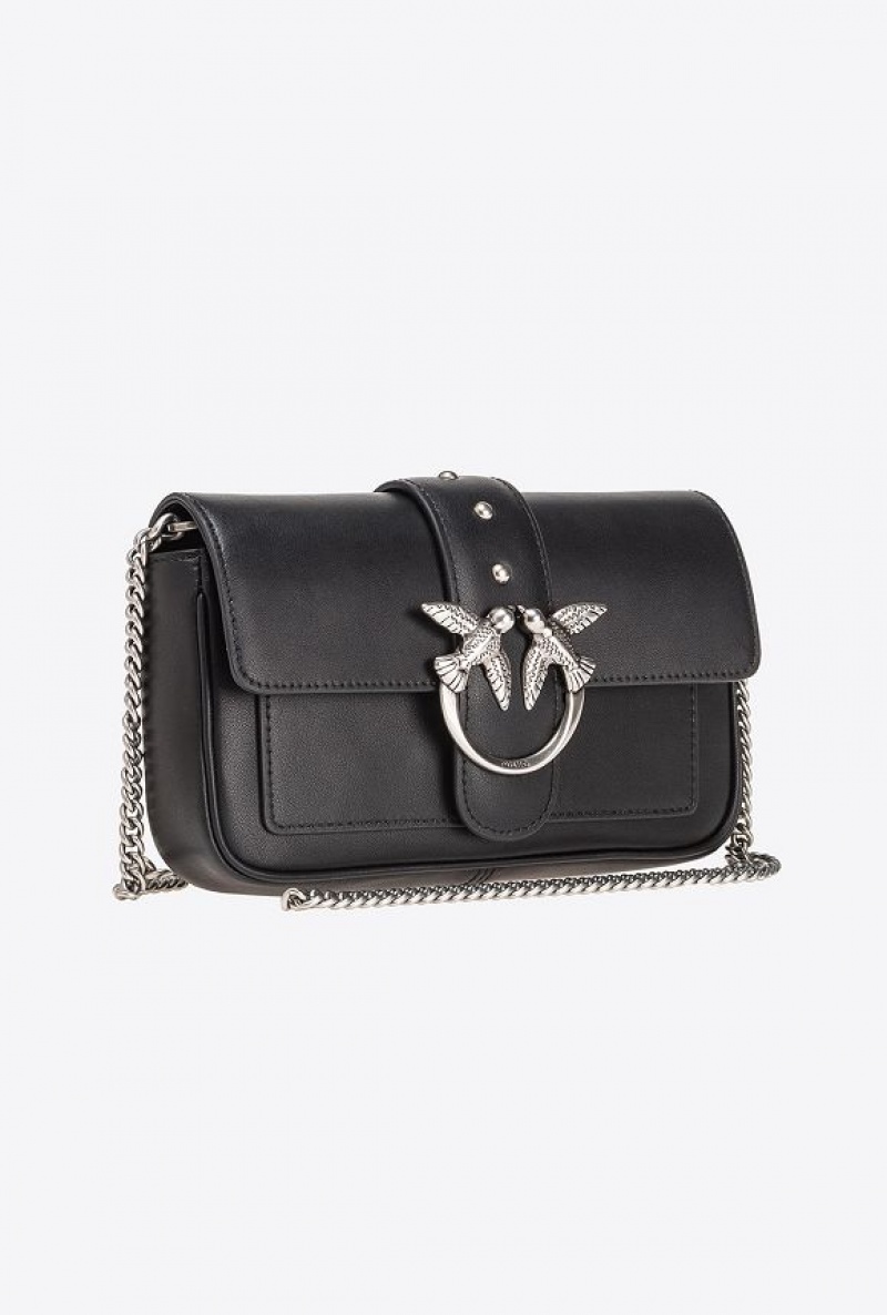 Pinko Pocket Love Bag One Simply BLACK-OLD SILVER | SN-PKO32458