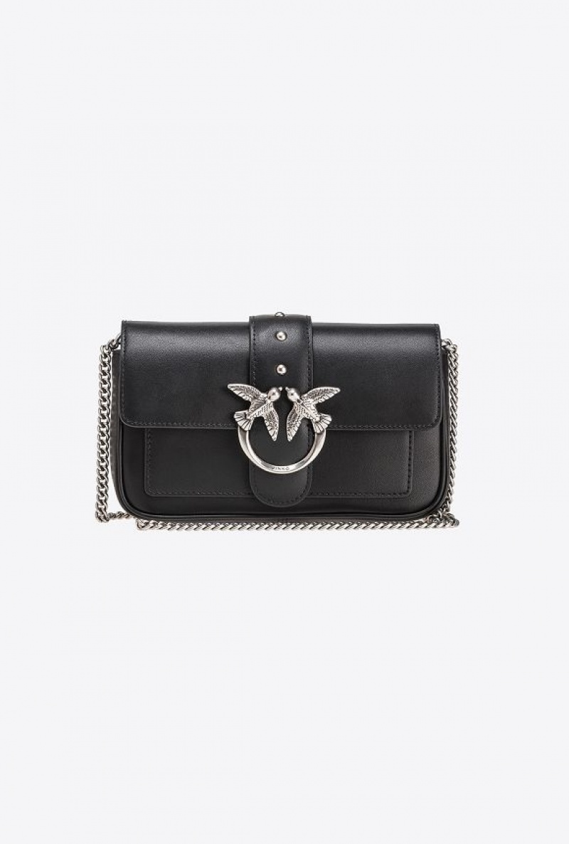 Pinko Pocket Love Bag One Simply BLACK-OLD SILVER | SN-PKO32781