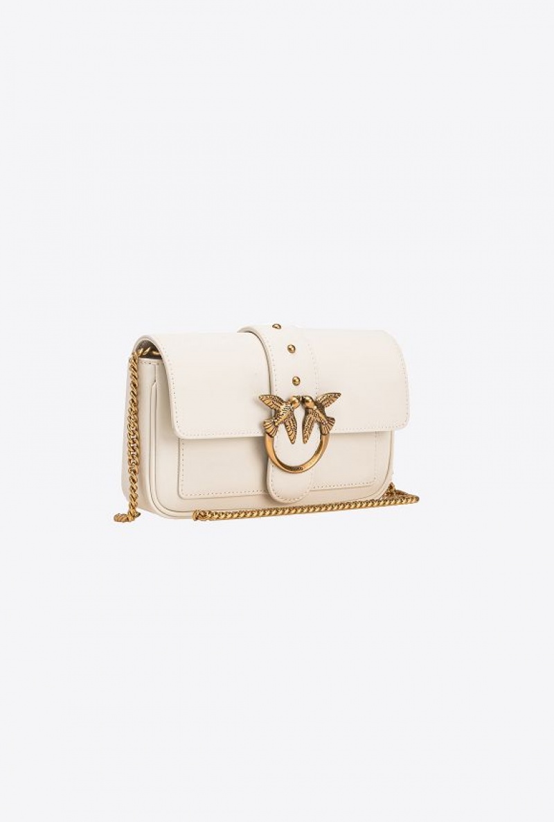 Pinko Pocket Love Bag One Simply WHITE+WHITE-ANTIQUE GOLD | SN-PKO32793