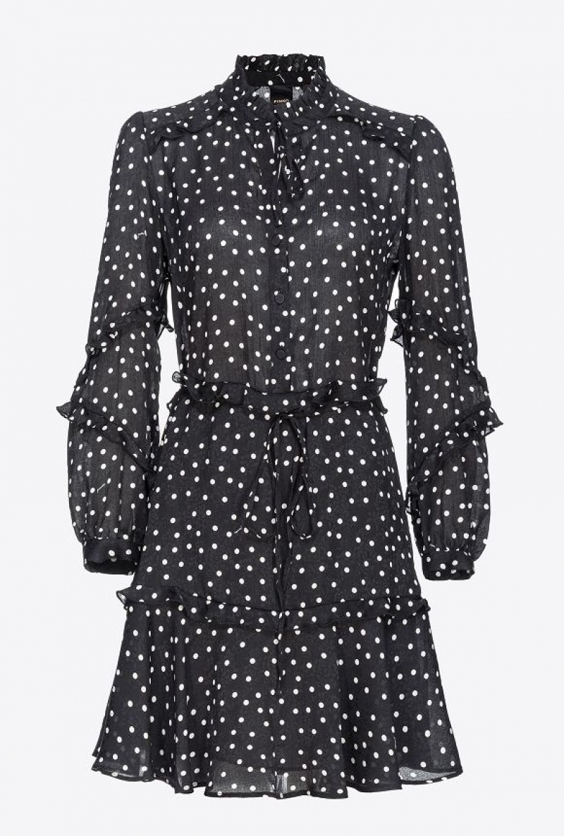 Pinko Polka Dot-print Mini Dress BLACK/WHITE | SN-PKO33018