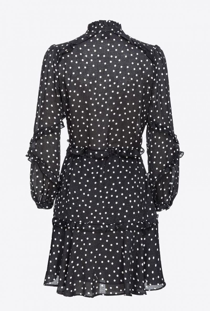 Pinko Polka Dot-print Mini Dress BLACK/WHITE | SN-PKO33018