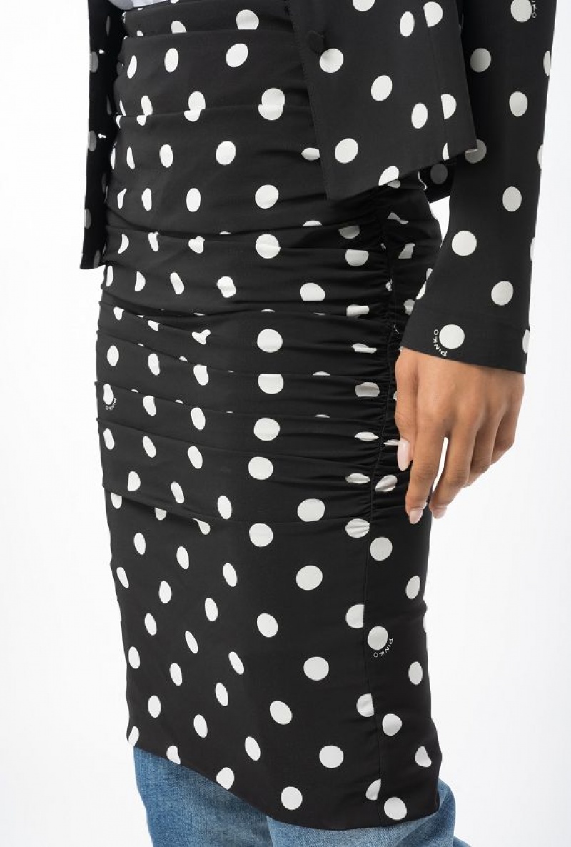 Pinko Polka-dot Calf-length Skirt BLACK/WHITE | SN-PKO33970