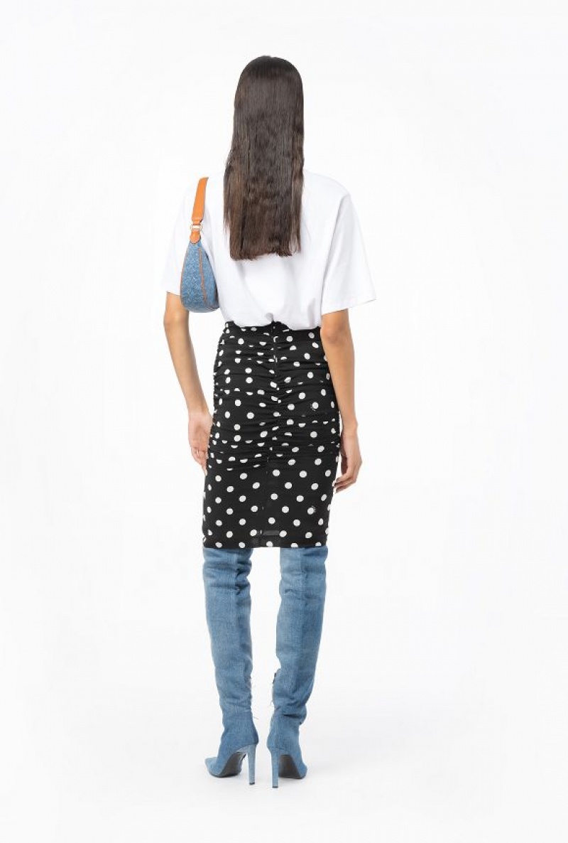 Pinko Polka-dot Calf-length Skirt BLACK/WHITE | SN-PKO33970