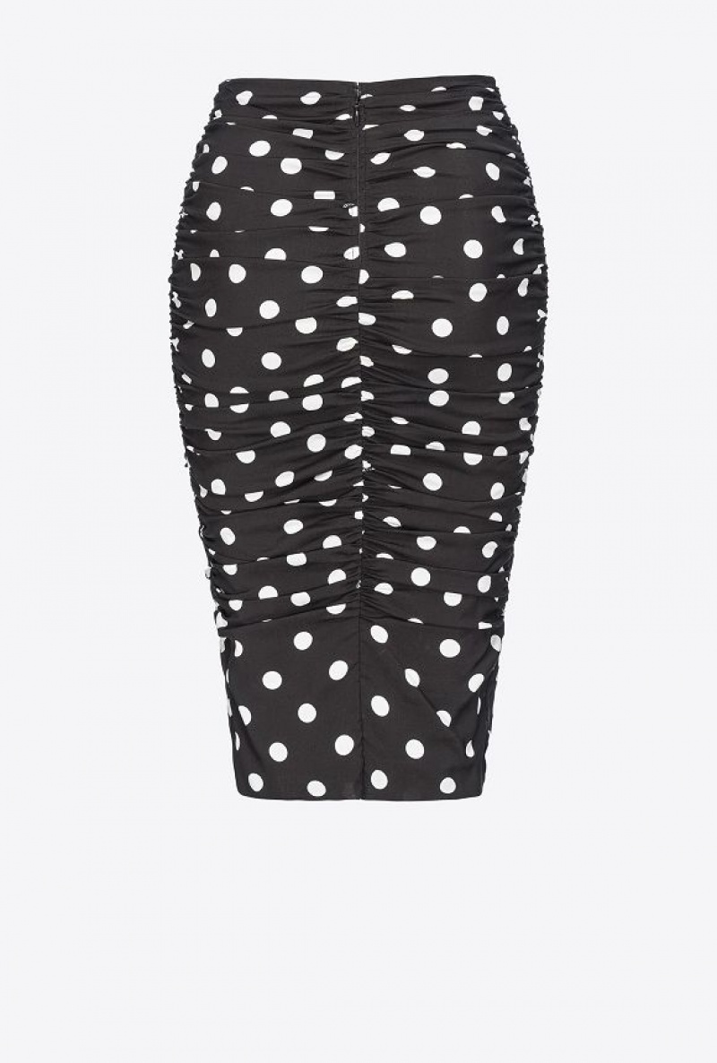 Pinko Polka-dot Calf-length Skirt BLACK/WHITE | SN-PKO34088