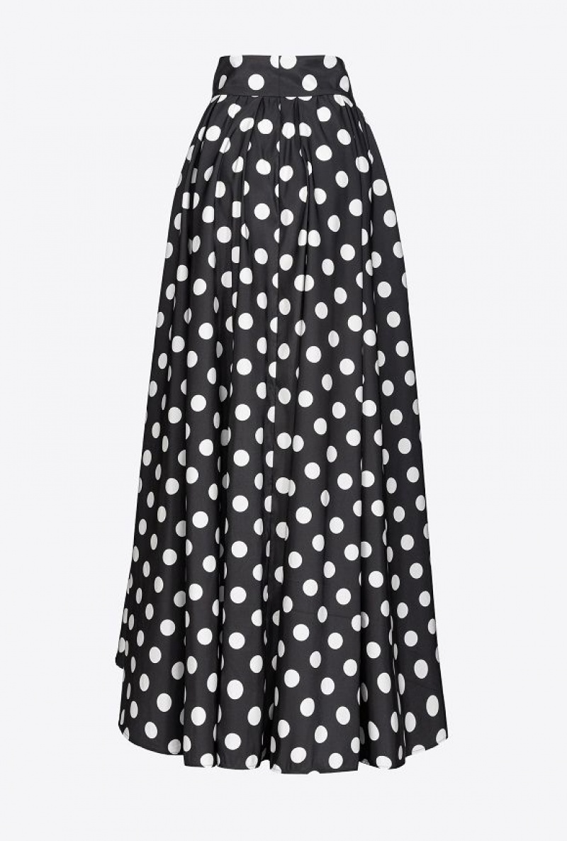 Pinko Polka-dot Maxi Skirt BLACK/WHITE | SN-PKO33969