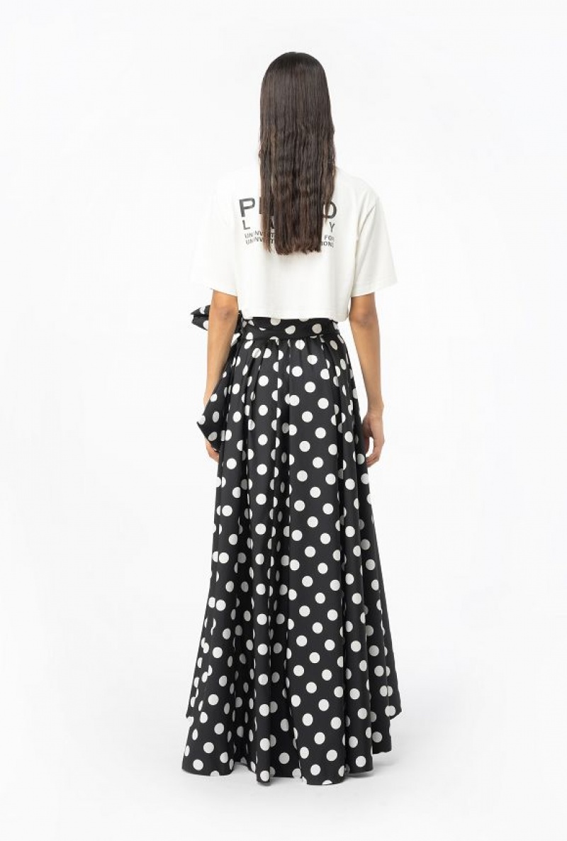 Pinko Polka-dot Maxi Skirt BLACK/WHITE | SN-PKO34091