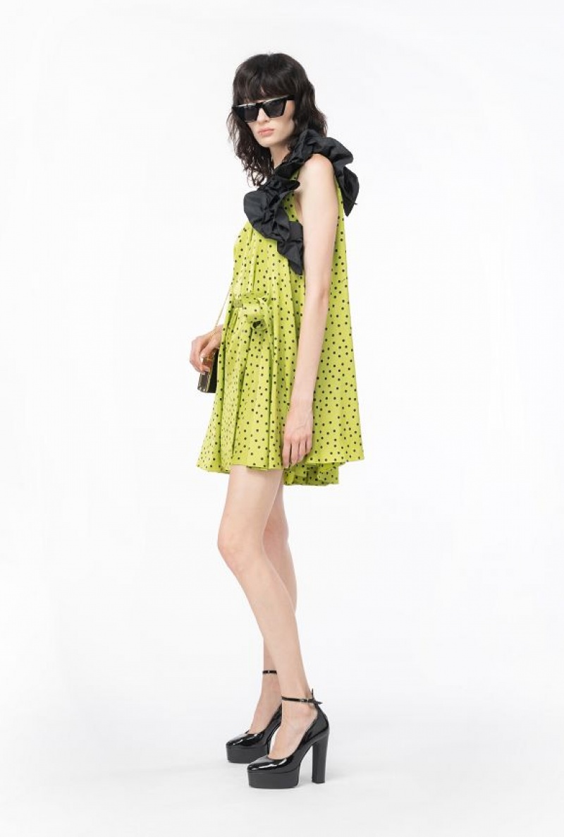 Pinko Polka-dot Mini Dress GREEN/BLACK | SN-PKO33057