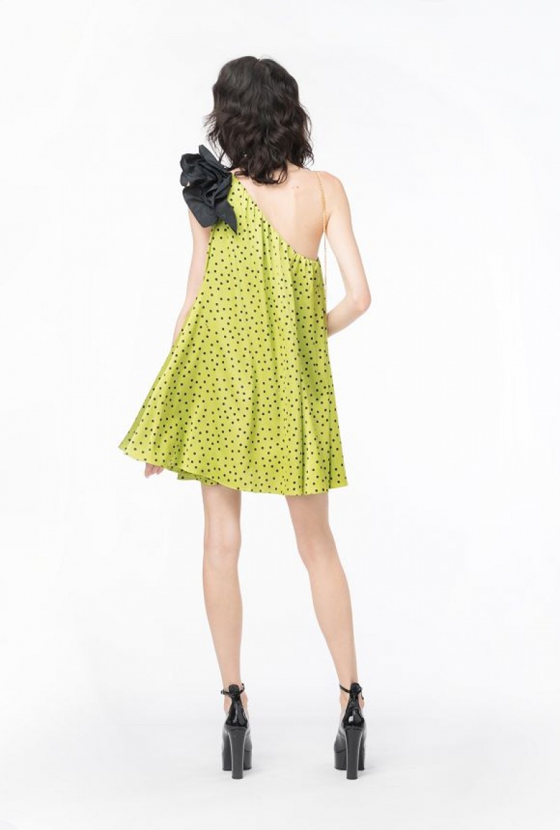 Pinko Polka-dot Mini Dress GREEN/BLACK | SN-PKO33057