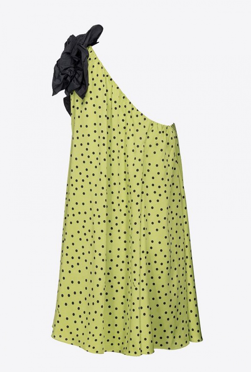 Pinko Polka-dot Mini Dress GREEN/BLACK | SN-PKO33057