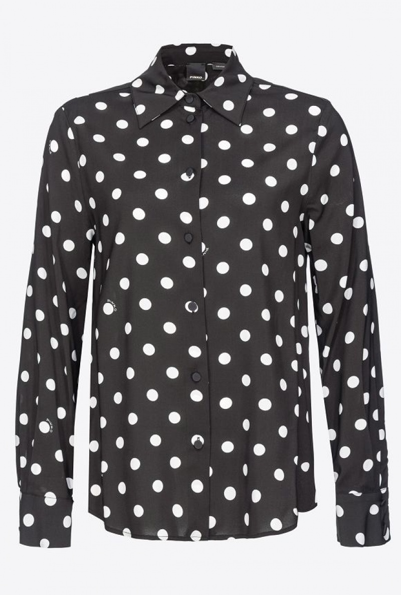 Pinko Polka-dot Shirt BLACK/WHITE | SN-PKO33178