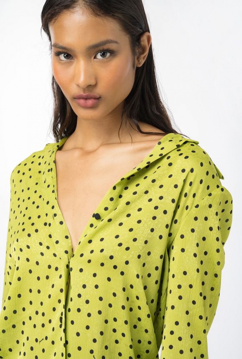 Pinko Polka-dot Shirt GREEN/BLACK | SN-PKO33157