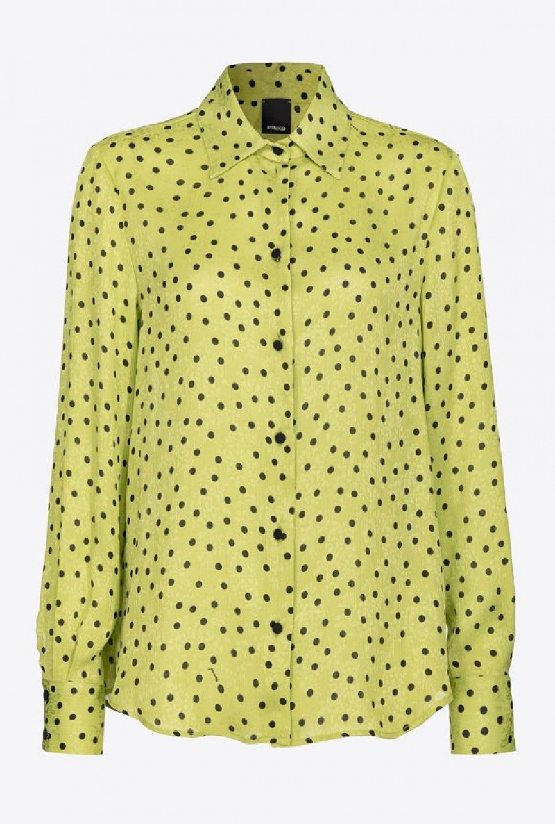 Pinko Polka-dot Shirt GREEN/BLACK | SN-PKO33157