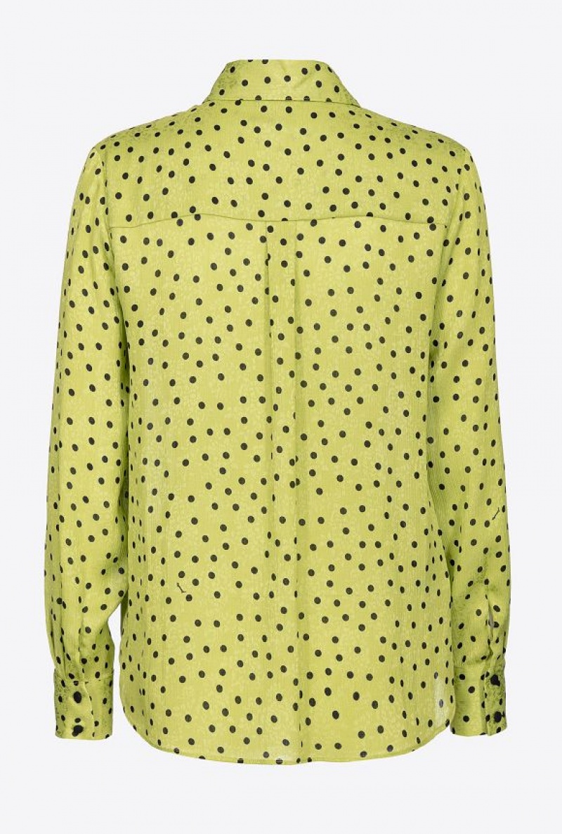 Pinko Polka-dot Shirt GREEN/BLACK | SN-PKO33157