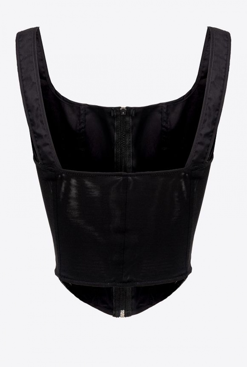 Pinko Poplin Bustier LIMO BLACK | SN-PKO33256