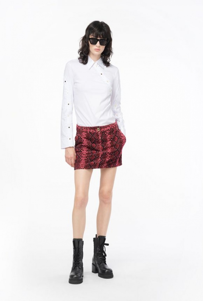 Pinko Poplin Shirt With Ruching And Metal Buttons BRIGHT WHITE | SN-PKO33163