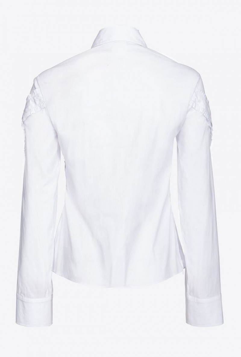 Pinko Poplin Shirt With Ruching And Metal Buttons BRIGHT WHITE | SN-PKO33163