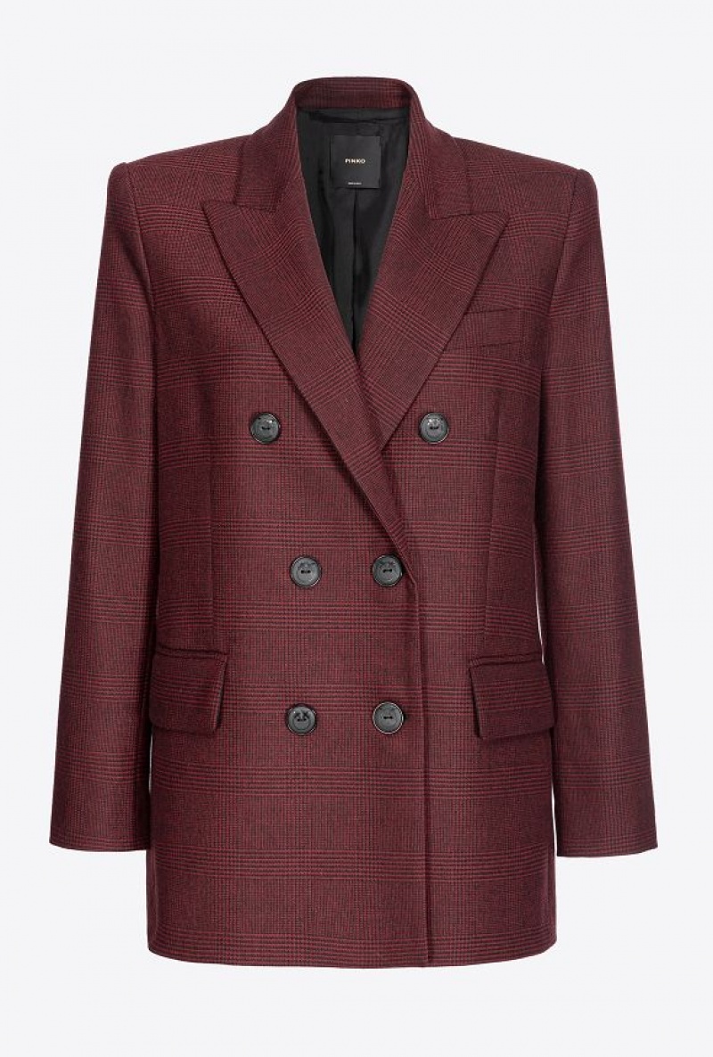 Pinko Prince-of-wales Flannel Blazer BURGUNDY/BLACK | SN-PKO33881