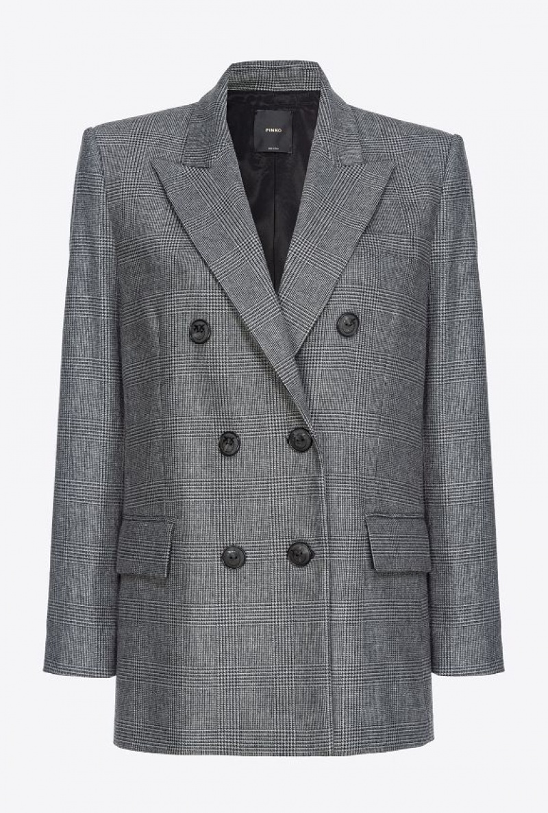 Pinko Prince-of-wales Flannel Blazer GREY/BLACK | SN-PKO33906