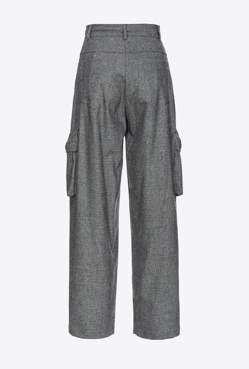 Pinko Prince-of-wales Flannel Cargo Trousers GREY/BLACK | SN-PKO33910