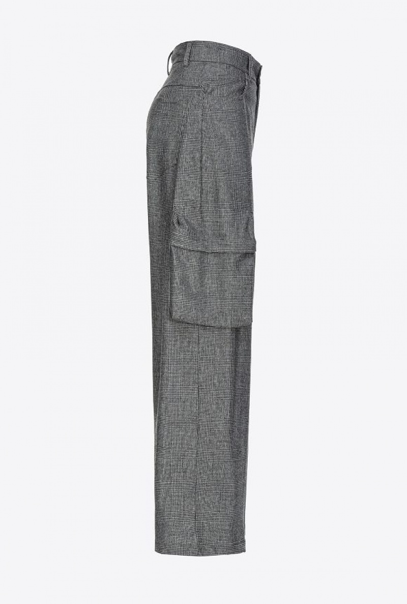 Pinko Prince-of-wales Flannel Cargo Trousers GREY/BLACK | SN-PKO33910