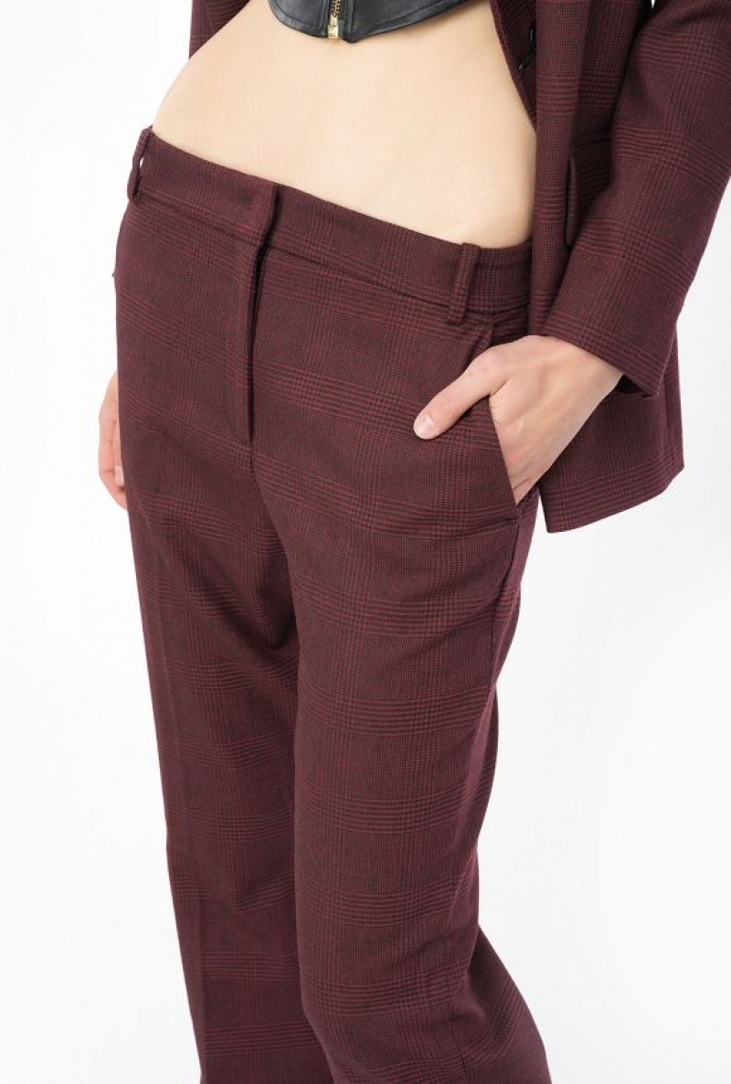 Pinko Prince-of-wales Flannel Trousers BURGUNDY/BLACK | SN-PKO33797