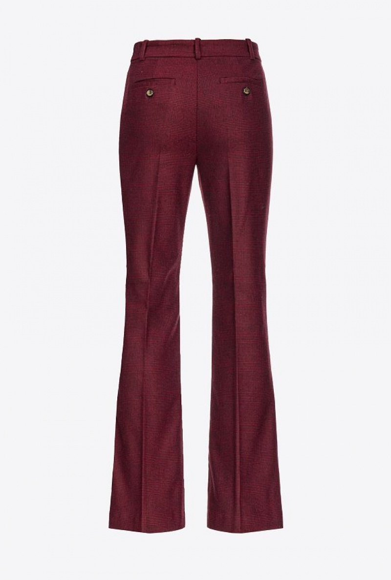 Pinko Prince-of-wales Flannel Trousers BURGUNDY/BLACK | SN-PKO33879