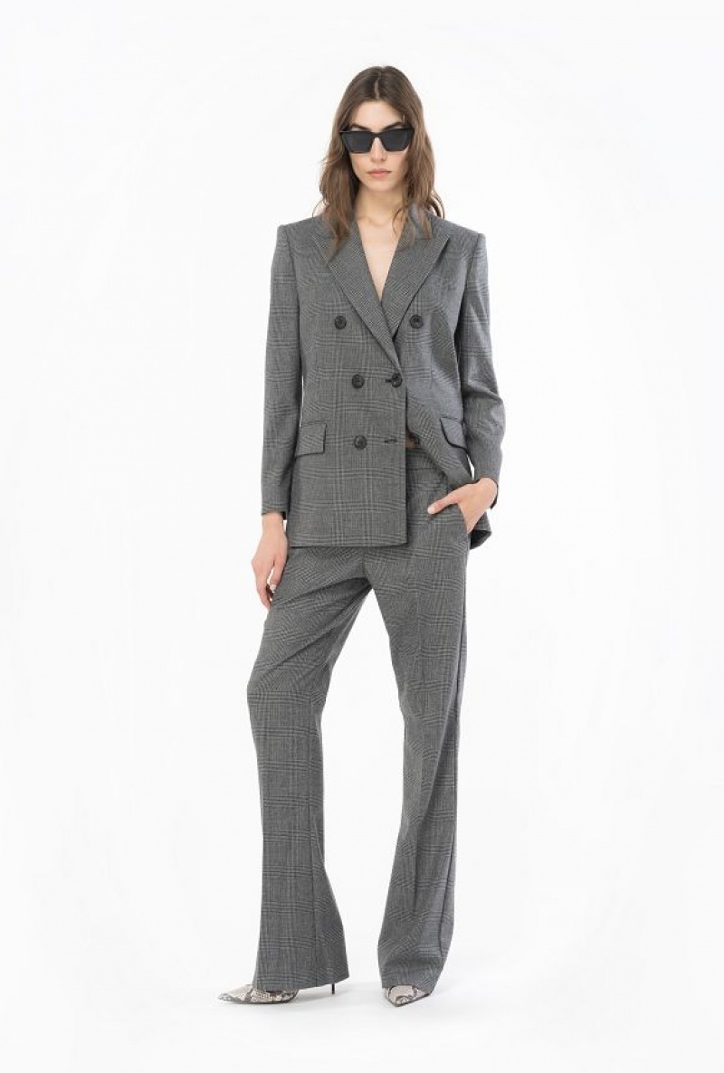 Pinko Prince-of-wales Flannel Trousers GREY/BLACK | SN-PKO33778