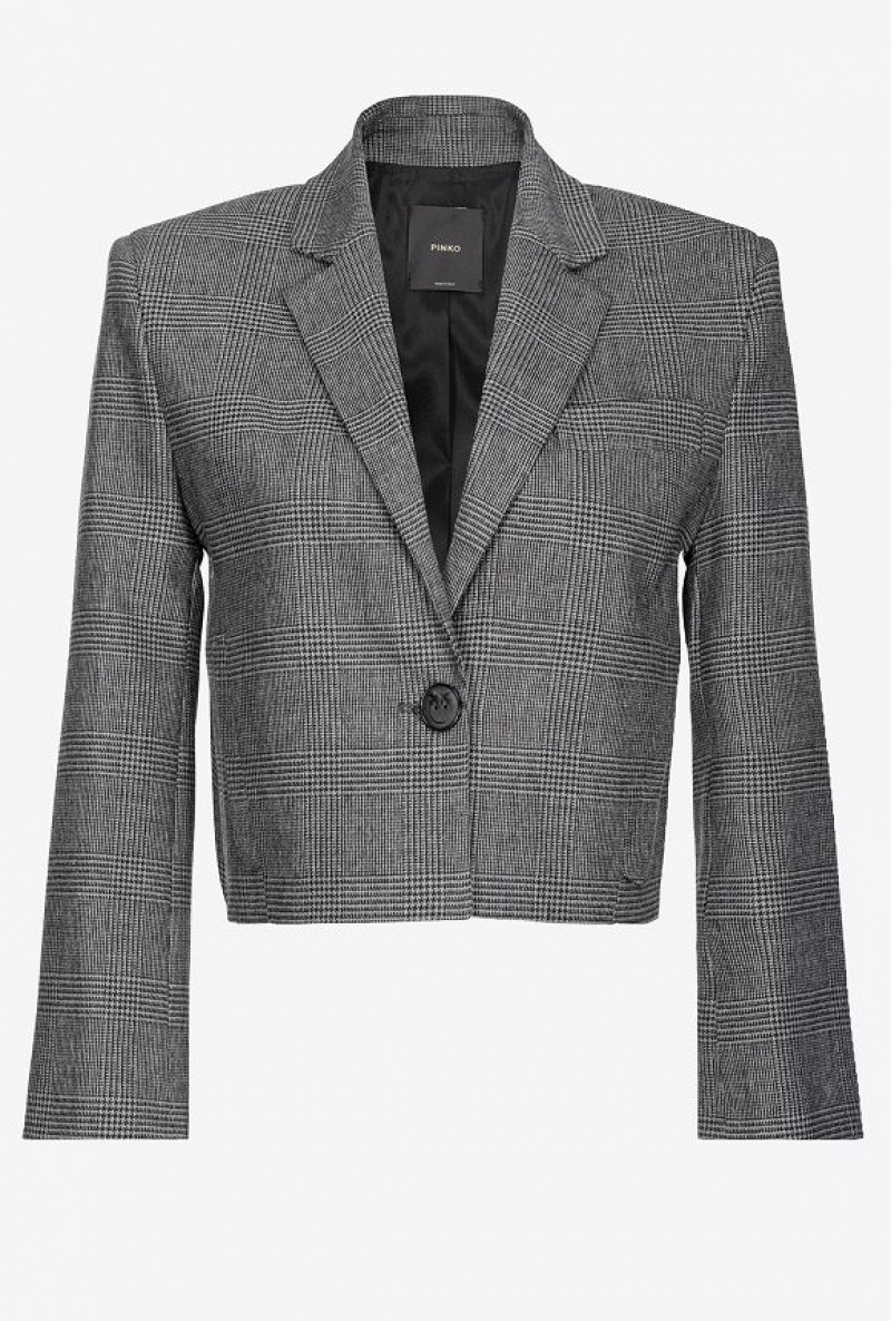 Pinko Prince-of-wales Spencer Jacket GREY/BLACK | SN-PKO33911