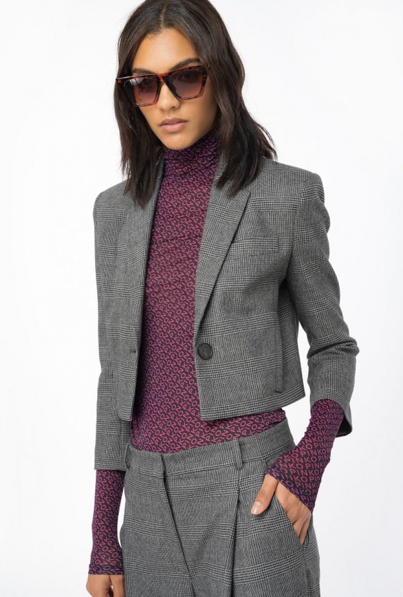 Pinko Prince-of-wales Spencer Jacket GREY/BLACK | SN-PKO33911