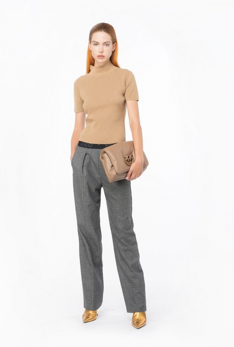 Pinko Prince-of-wales Trousers With Elasticated Waist GREY/BLACK | SN-PKO33783