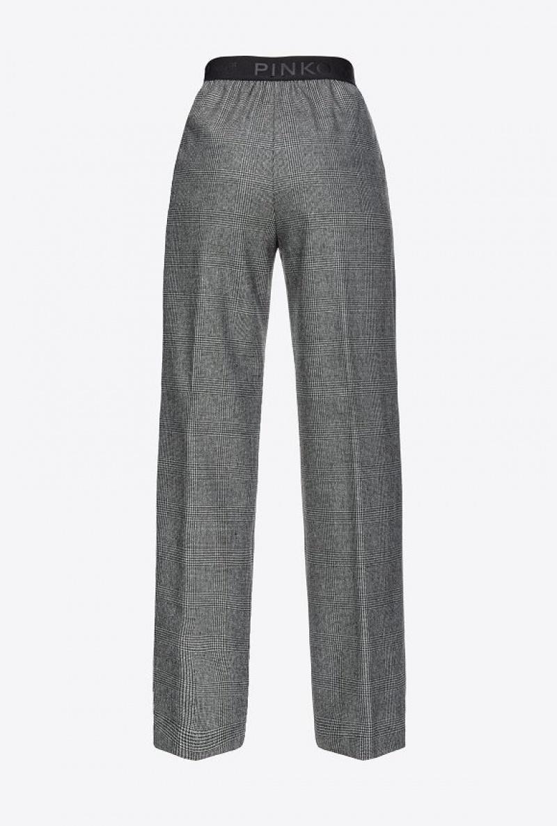 Pinko Prince-of-wales Trousers With Elasticated Waist GREY/BLACK | SN-PKO33907