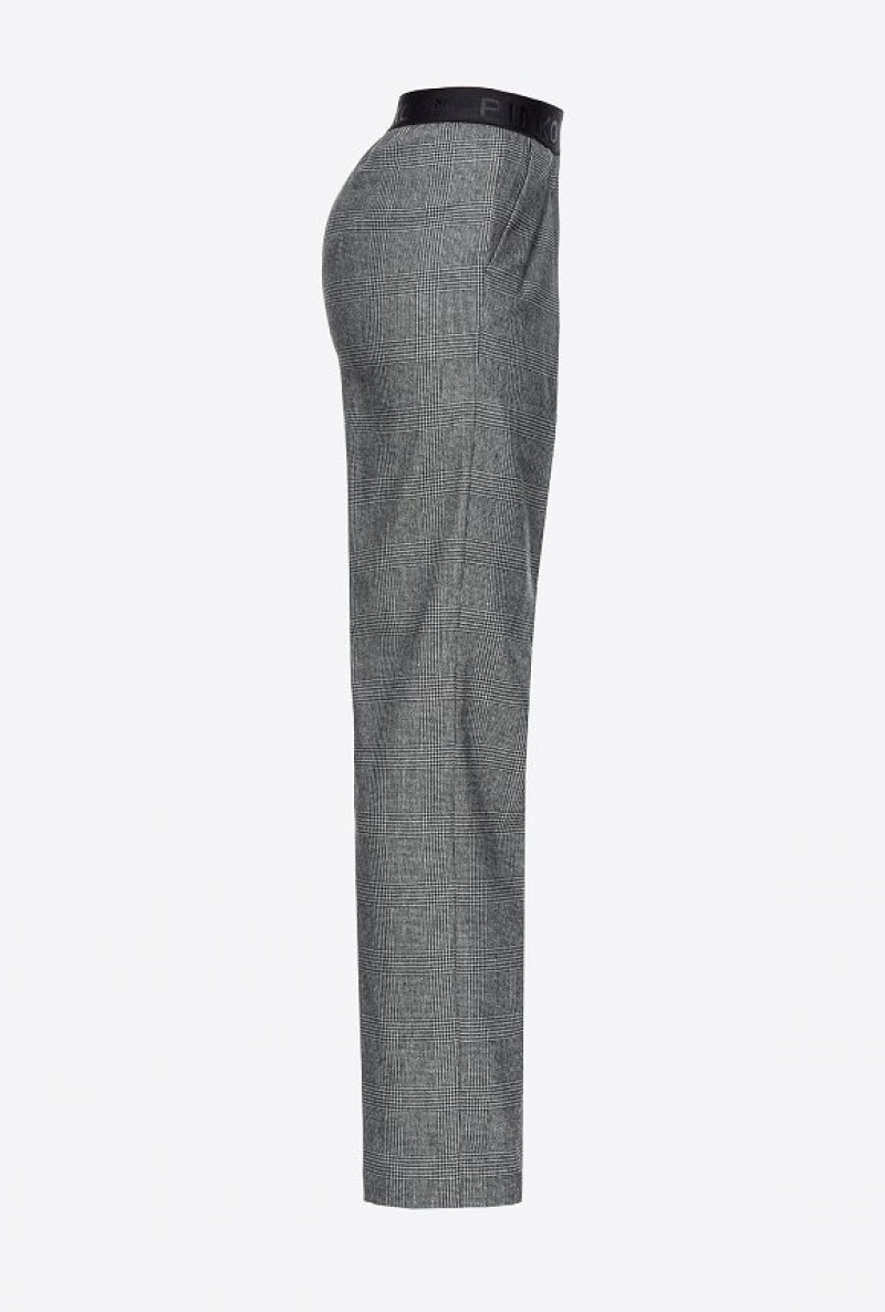 Pinko Prince-of-wales Trousers With Elasticated Waist GREY/BLACK | SN-PKO33907