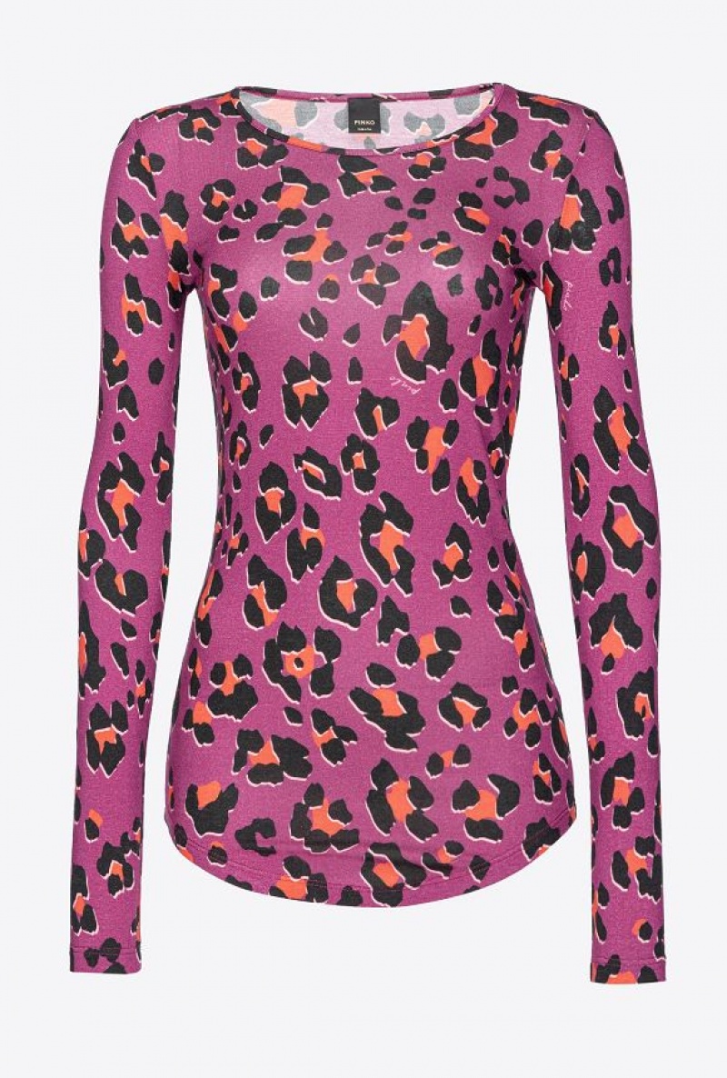 Pinko Psychedelic Animal-print Sweater BOUGAINVILLEA/ORANGE/BLACK | SN-PKO33300