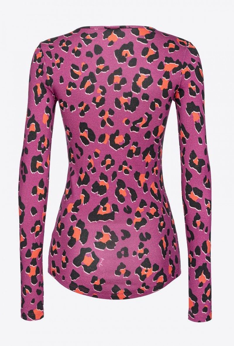 Pinko Psychedelic Animal-print Sweater BOUGAINVILLEA/ORANGE/BLACK | SN-PKO33300