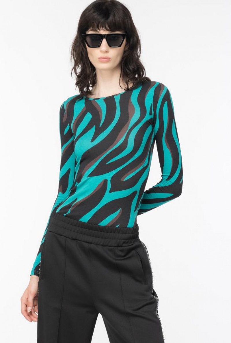 Pinko Psychedelic Animal-print Sweater GREEN/BLACK/BURGUNDY | SN-PKO33293