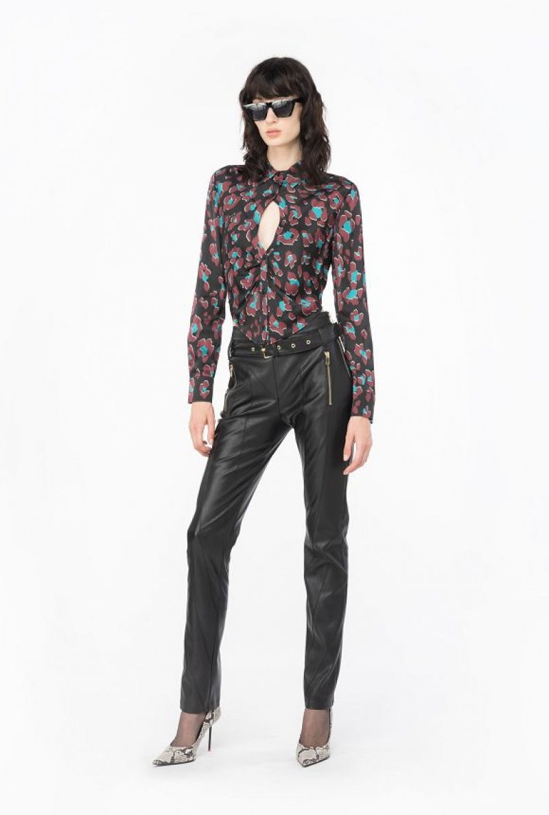 Pinko Psychedelic Dotted Shirt BLACK/LIGHT GREEN/BURGUNDY | SN-PKO33162