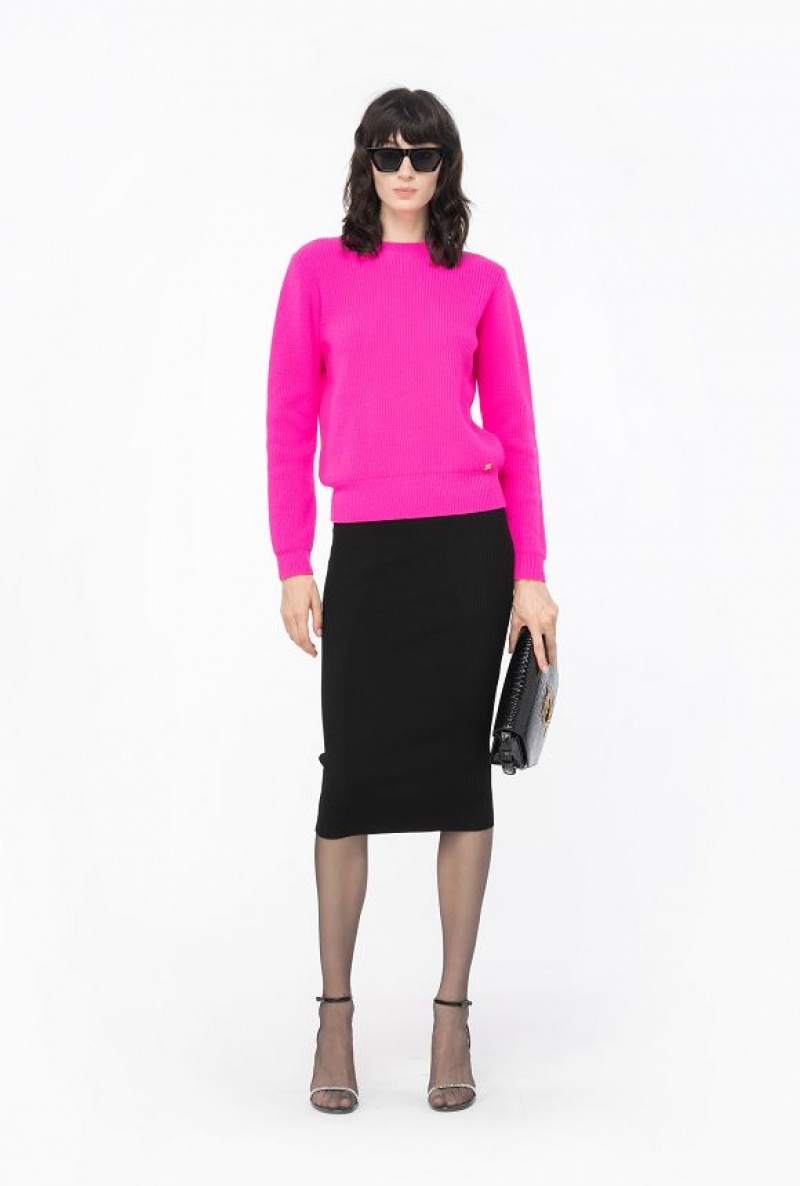 Pinko Ribbed Wool And Cashmere Sweater PINK LIGHTNING | SN-PKO33547