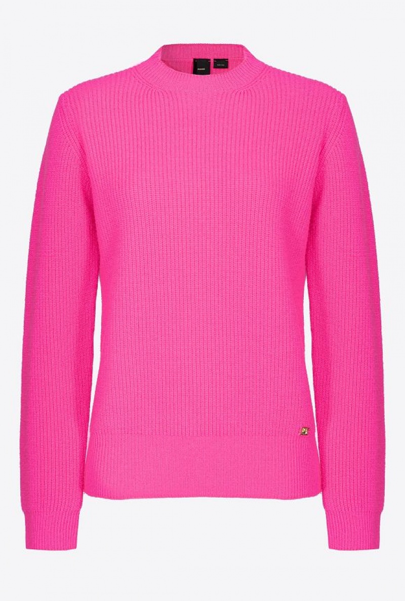 Pinko Ribbed Wool And Cashmere Sweater PINK LIGHTNING | SN-PKO33547