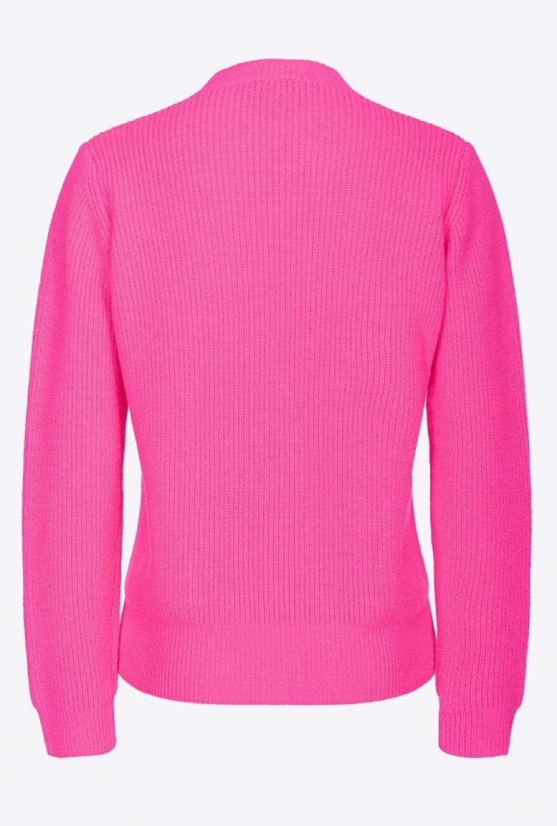 Pinko Ribbed Wool And Cashmere Sweater PINK LIGHTNING | SN-PKO33547