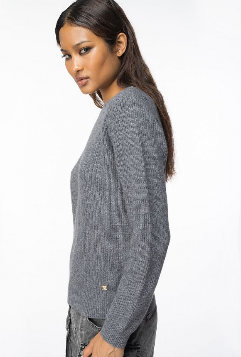 Pinko Ribbed Wool And Cashmere Sweater ROCK GREY | SN-PKO33519