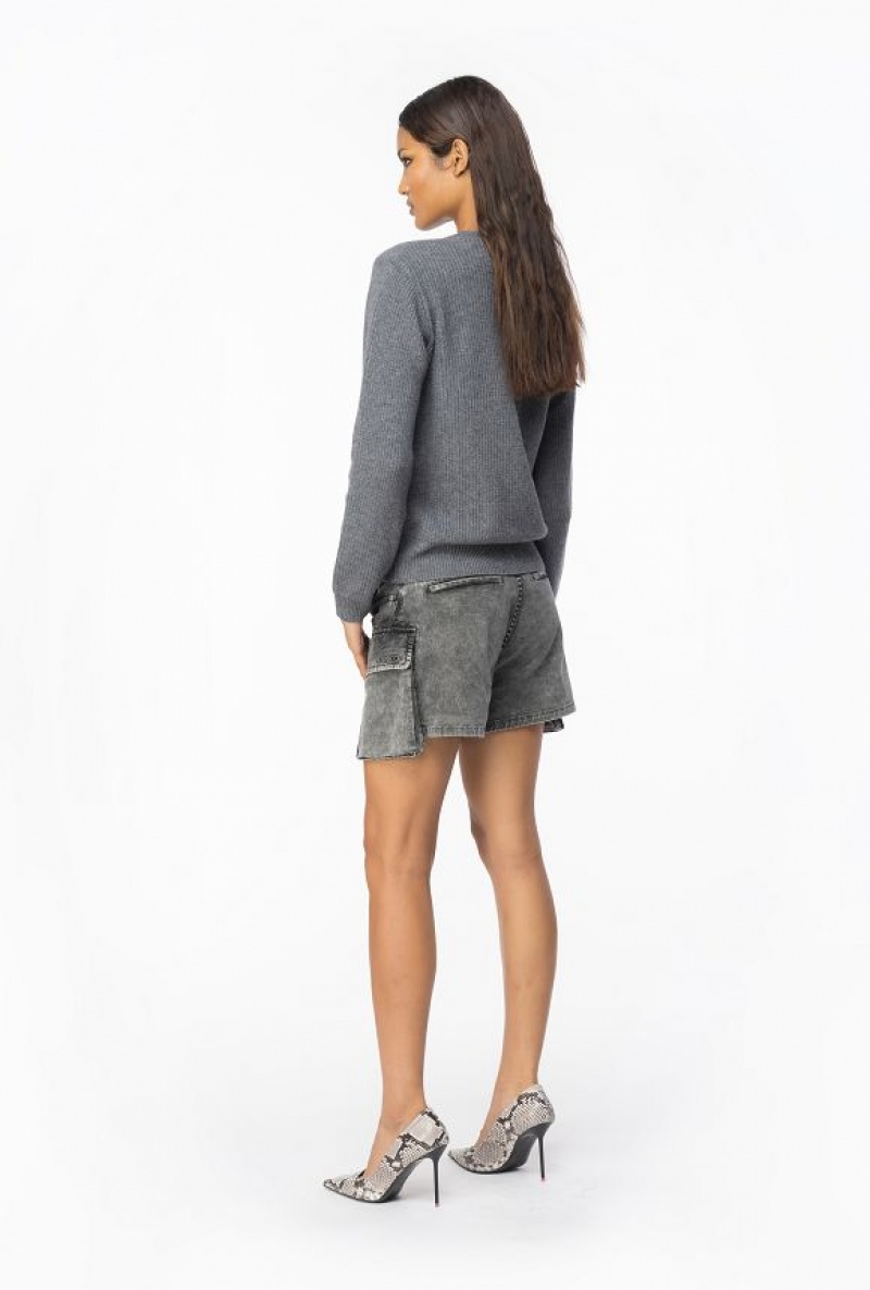 Pinko Ribbed Wool And Cashmere Sweater ROCK GREY | SN-PKO33519