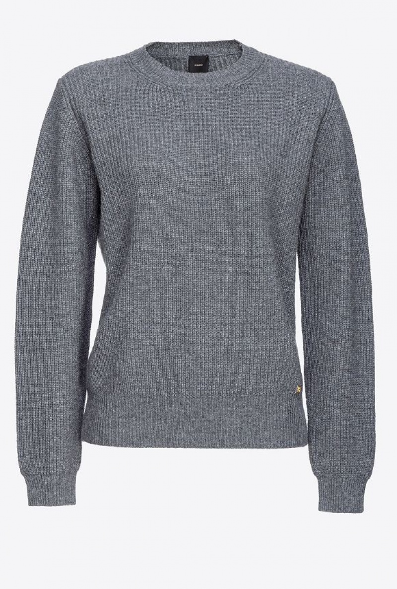 Pinko Ribbed Wool And Cashmere Sweater ROCK GREY | SN-PKO33519