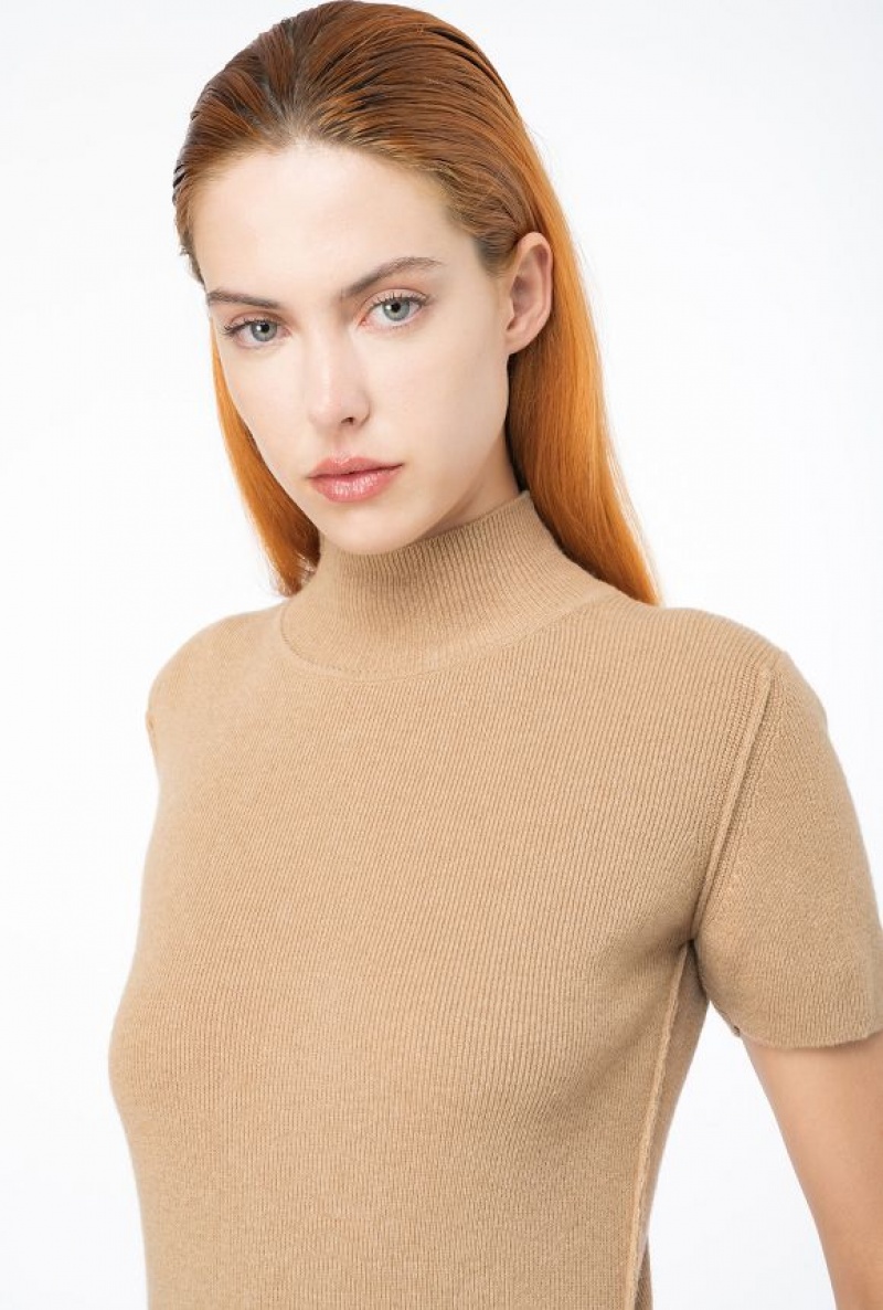 Pinko Ribbed Wool And Cashmere Sweater TANNIN BEIGE | SN-PKO33307