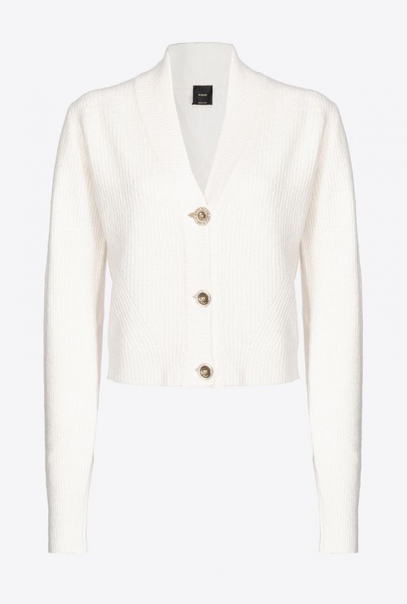 Pinko Ribbed Wool Cardigan MILK WHITE | SN-PKO33506