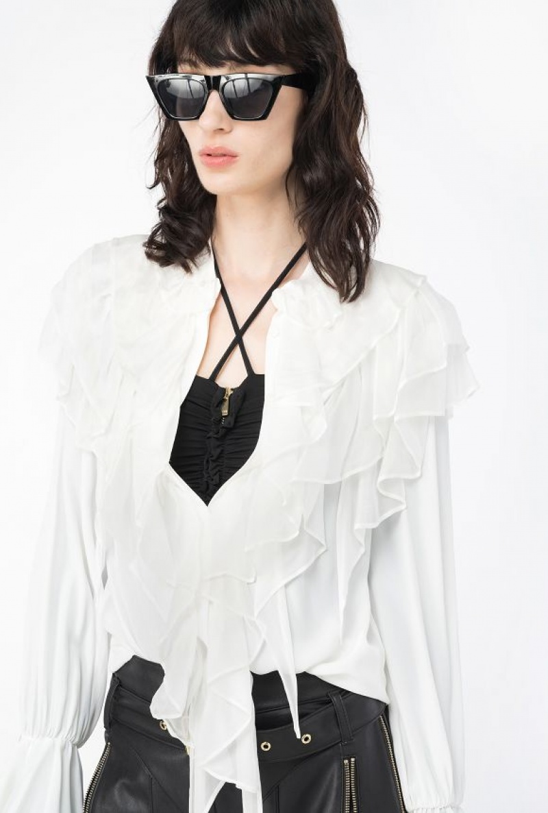 Pinko Ruffled Shirt SNOW WHITE | SN-PKO33180