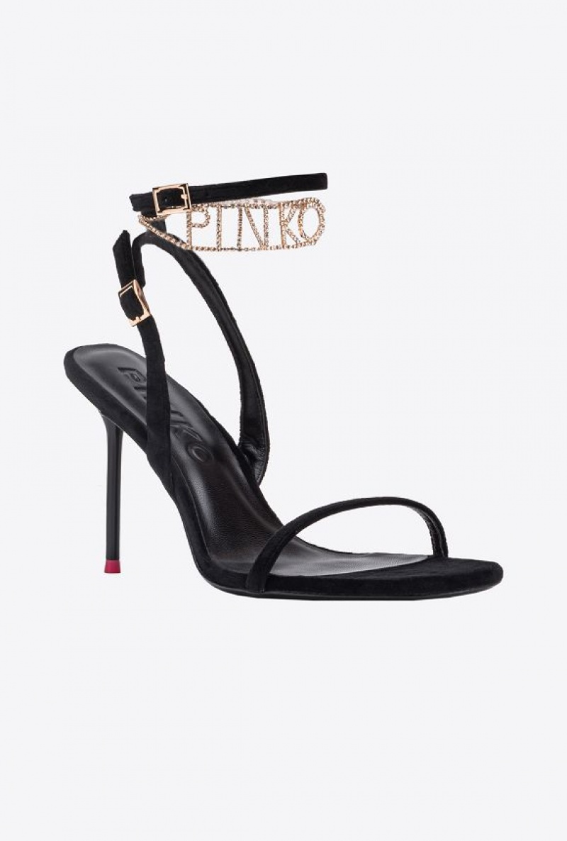 Pinko Sandals With Bejewelled Anklet LIMO BLACK | SN-PKO34164