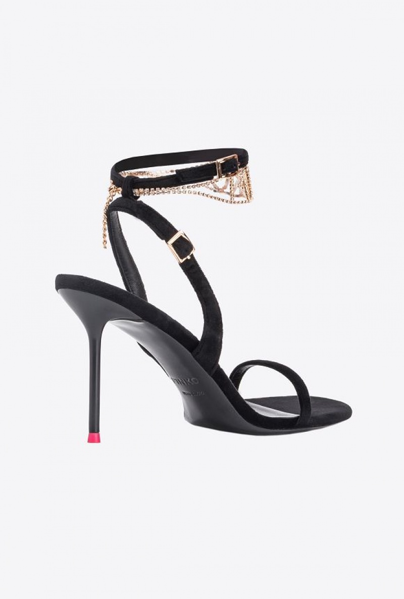 Pinko Sandals With Bejewelled Anklet LIMO BLACK | SN-PKO34164