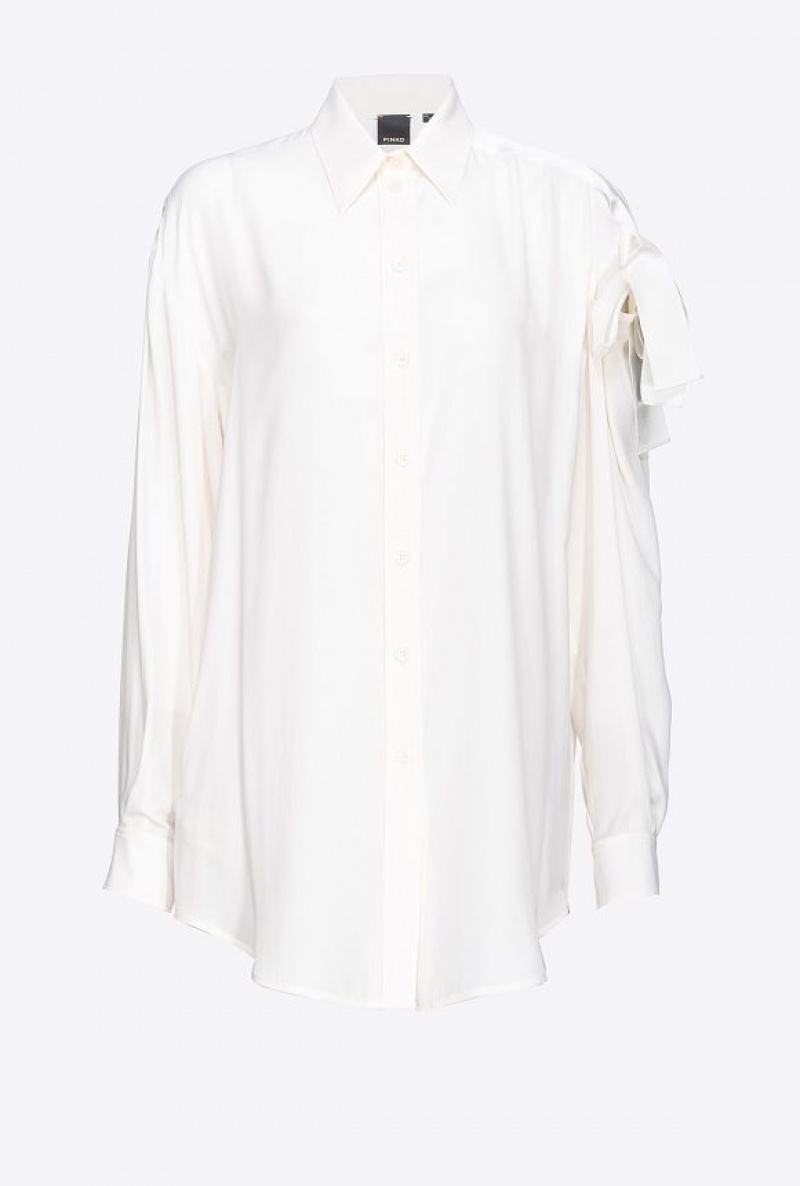 Pinko Shirt With Cut-out And Bow VANILLA ICE-CREAM WHITE | SN-PKO33174